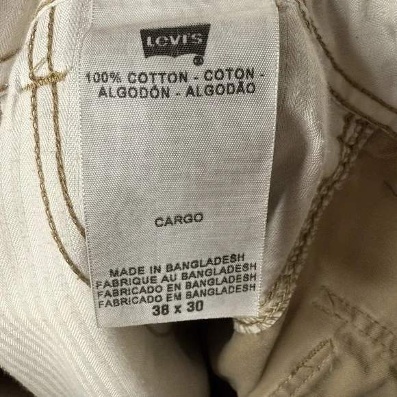 VTG Levi's Cargo Pants Mens 38/30 (40/29) Khaki Loose Straight Baggy Skate Y2K - Picture 10 of 11